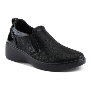 �t���N�T�X ���f�B�[�X �V���[�Y �T���_�� Flexus by Spring Step Wrenly Women'slip-On Wedge Shoes Black �u���b�N