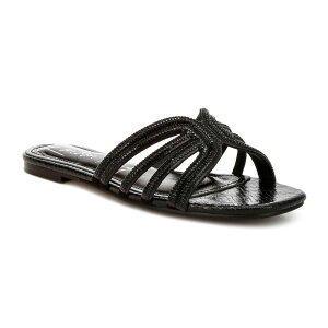 �����h�����O ���f�B�[�X �V���[�Y �T���_�� �J�b�g�A�E�g London Rag Dindy Women's Rhinestone Cut Out Flats Black �u���b�N