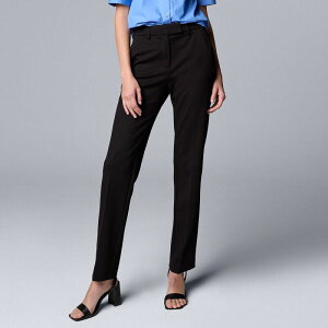 ���F���E�H�� ���f�B�[�X �{�g���X �J�W���A���p���c �X�g���[�g �v�` Petite Simply Vera Wang High-Rise Slim Straight Leg Trouser Black �u���b�N