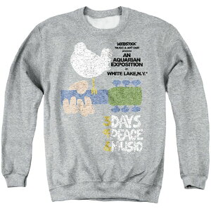 �A�j���L�����N�^�[ �����Y �g�b�v�X T�V���c �X�E�F�b�g �O���t�B�b�N Licensed Character Men's Woodstock 3 Days Of Peace Graphic Sweatshirt Heather Gray �O���[