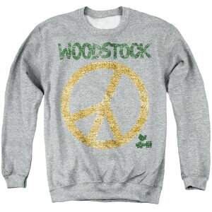 �A�j���L�����N�^�[ �����Y �g�b�v�X T�V���c �X�E�F�b�g �O���t�B�b�N Licensed Character Men's Woodstock Stitch Peace Sign Graphic Sweatshirt Heather Gray �O���[