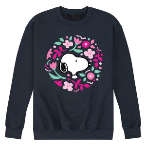�A�j���L�����N�^�[ �����Y �g�b�v�X T�V���c �t�����[�� �X�E�F�b�g �t�����[ Licensed Character Men's Peanuts Floral Circle Sweatshirt Navy �l�C�r�[