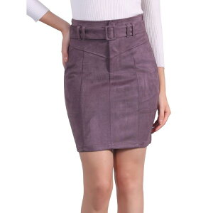�A���O�� �P�[ ���f�B�[�X �{�g���X�J�[�g A ���C�� �n�C�E�G�X�g �~�j �X�G�[�h ALLEGRA K Faux Suede Skirt for Women's Casual High Waist Belted A-Line Mini Skirts Dark Purple �p�[�v��