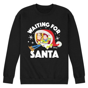 �f�B�Y�j�[ �s�N�T�[ �����Y �g�b�v�X T�V���c �X�E�F�b�g �t���[�X Disney / Pixar's Toy Story Woody & Buzz Lightyear Men's Waiting For Santa Fleece Sweatshirt Black �u���b�N