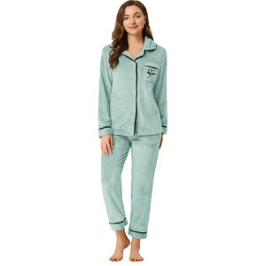 �A���O�� �P�[ ���f�B�[�X �A���_�[�E�F�A �i�C�g�E�F�A �{�^���_�E�� ALLEGRA K Women's Pajama Setsleepwear Button Down Soft Night Suit Pj Lounge Sets Blue �u���[