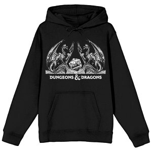 �A�j���L�����N�^�[ �����Y �g�b�v�X T�V���c �p�[�J�[ �O���t�B�b�N Licensed Character Men's Dungeons & Dragons Dice Graphic Hoodie Black �u���b�N