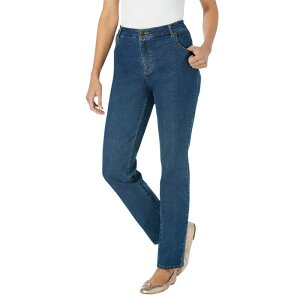 �E�[�}�� �E�B�Y�C�� ���f�B�[�X �{�g���X �f�j���p���c �v���X�T�C�Y �g�[�� �W�[���Y Woman Within Plusize Tall Straight-Leg Stretch Denim Five-Pocket Jeans Medium Stonewash �f�j��