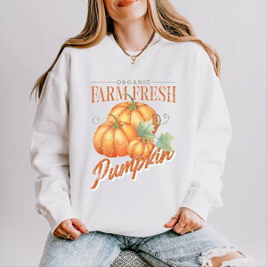 Simply Sage Market ���f�B�[�X �g�b�v�X T�V���c �X�E�F�b�g Simply Sage Market Farm Fresh Pumpkin Watercolor - Women's Lightweight Garment Dyed Sweatshirt White �z���C�g