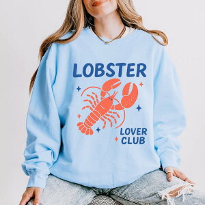 Simply Sage Market ���f�B�[�X �g�b�v�X T�V���c �X�E�F�b�g Simply Sage Market Lobster Lover Club - Women's Lightweight Garment Dyed Sweatshirt Hydrangea