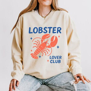 Simply Sage Market ���f�B�[�X �g�b�v�X T�V���c �X�E�F�b�g Simply Sage Market Lobster Lover Club - Women's Lightweight Garment Dyed Sweatshirt Ivory �A�C�{���[