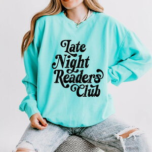 Simply Sage Market ���f�B�[�X �g�b�v�X T�V���c �X�E�F�b�g Simply Sage Market Late Night Readers Club Distressed - Women's Lightweight Garment Dyed Sweatshirt Chalky Mint �~���g