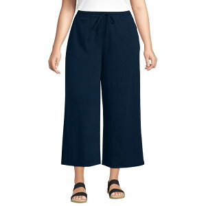 �����Y�G���h ���f�B�[�X �{�g���X �J�W���A���p���c �v���X�T�C�Y �j�b�g Plusize Lands' End Sport Knit Wide-Leg Cropants Radiant Navy �l�C�r�[