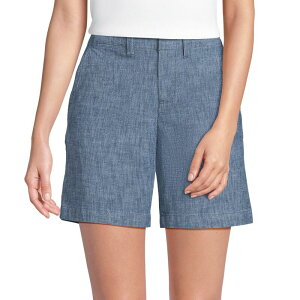 �����Y�G���h ���f�B�[�X �{�g���X �n�[�t�p���c�E�V���[�c �V���[�g�p���c Women's Lands' End Elastic Back Classichino Shorts Evening Sky Chambray