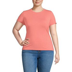 �����Y�G���h ���f�B�[�X �g�b�v�X T�V���c �N���[�l�b�N �v���X�T�C�Y Plusize Lands' End Short Sleeve Cooling Crew Neck T-Shirt Coral Clay �R�[����