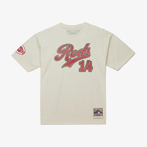 �~�b�`�F��&�l�X �����Y �g�b�v�X T�V���c Men's Mitchell & Ness Pete Rose Cream Cincinnati Reds Cooperstown Collection Throwback Name & Number T-Shirt Red Beige ���b�h
