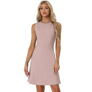�A���O�� �P�[ ���f�B�[�X �g�b�v�X �����s�[�X A ���C�� �m�[�X���[�u ALLEGRA K Women's Work Solid Color Sleeveless A-line Flaredresses Dusty Pink �s���N
