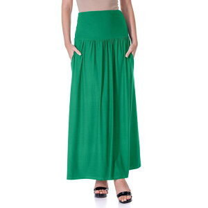24 �Z�u���R���t�H�[�g ���f�B�[�X �{�g���X�J�[�g �}�L�V Women's 24Seven Comfort Apparel Foldover Maxi Skirt With Pockets Green �O���[��