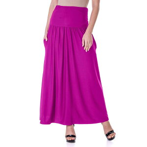 24 �Z�u���R���t�H�[�g ���f�B�[�X �{�g���X�J�[�g �}�L�V Women's 24Seven Comfort Apparel Foldover Maxi Skirt With Pockets Magenta �}�[���^