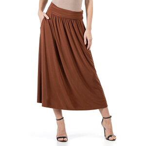24 �Z�u���R���t�H�[�g ���f�B�[�X �{�g���X�J�[�g �}�L�V Women's 24Seven Comfort Apparel Foldover Maxi Skirt With Pockets Tobacco