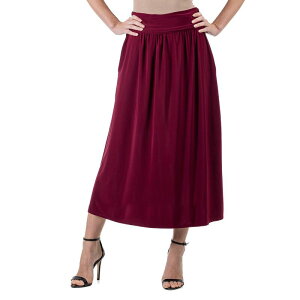 24 �Z�u���R���t�H�[�g ���f�B�[�X �{�g���X�J�[�g �}�L�V Women's 24Seven Comfort Apparel Foldover Maxi Skirt With Pockets Wine ���C��