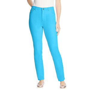 �E�[�}�� �E�B�Y�C�� ���f�B�[�X �{�g���X �f�j���p���c �v���X�T�C�Y �g�[�� �W�[���Y Woman Within Plusize Tall Straight-Leg Stretch Denim Five-Pocket Jeans Paradise Blue �u���[