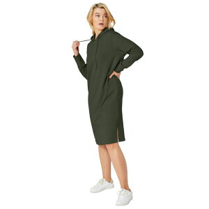 Ellos ���f�B�[�X �g�b�v�X �����s�[�X �v���X�T�C�Y �p�C�� �X�E�F�b�g �V���c ellos Plusize French Terry Hooded Sweatshirt Dress Deep Olive �I���[�u