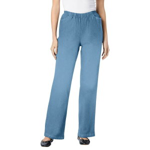 �E�[�}�� �E�B�Y�C�� ���f�B�[�X �{�g���X �f�j���p���c �v���X�T�C�Y �g�[�� �W�[���Y Woman Within Plusize Tall Fineline Stretch Denim Wide-Leg Pull-On Jeans Light Stonewash �f�j��