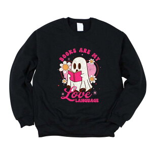 Simply Sage Market ���f�B�[�X �g�b�v�X T�V���c �X�E�F�b�g �O���t�B�b�N Simply Sage Market Books Are My Love Language Ghost - Women's Graphic Sweatshirt Midnight