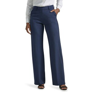 ���[ ���f�B�[�X �{�g���X �J�W���A���p���c ���C�h���b�O Women's Lee Ultra Lux Comfort Any Wear Wide Leg Pull-On Pants Navy �l�C�r�[