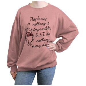 �f�B�Y�j�[ ���f�B�[�X �g�b�v�X T�V���c �t���[�X �O���t�B�b�N Disney's Winnie The Pooh Nothing Is Impossible Juniors' Graphic Fleece Desert Pink �s���N