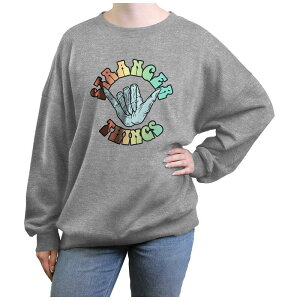 �A�j���L�����N�^�[ ���f�B�[�X �g�b�v�X T�V���c �t���[�X �O���t�B�b�N Licensed Character Juniors' Stranger Things Demogorgon Shaka Wave Graphic Fleece Pullover Heather Gray �O���[