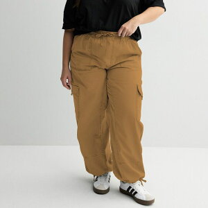 �G�X�I�[ ���f�B�[�X �{�g���X �J�W���A���p���c �v���X�T�C�Y Juniors' Plusize SO High-Rise Pull-On Cargo Baggy Pants Cocoaut