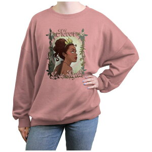 �f�B�Y�j�[ ���f�B�[�X �g�b�v�X T�V���c �t���[�X �O���t�B�b�N Disney's The Princess And The Frog Tiana Never Lose Sight Juniors' Graphic Fleece Desert Pink �s���N