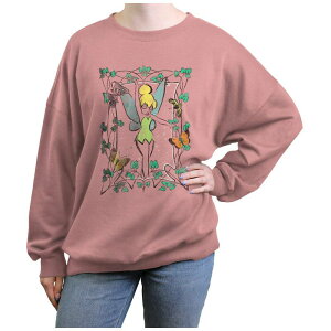 �f�B�Y�j�[ ���f�B�[�X �g�b�v�X T�V���c �t���[�X �O���t�B�b�N Disney's Tinker Belleaves And Butterflies Frame Juniors' Graphic Fleece Desert Pink �s���N