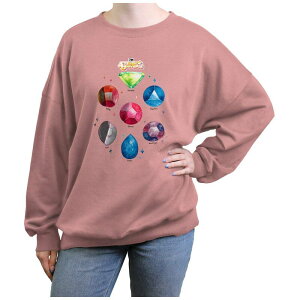 �A�j���L�����N�^�[ ���f�B�[�X �g�b�v�X T�V���c �t���[�X �O���t�B�b�N Licensed Character Juniors' Steven Universe Watercolor Gems Graphic Fleece Desert Pink �s���N