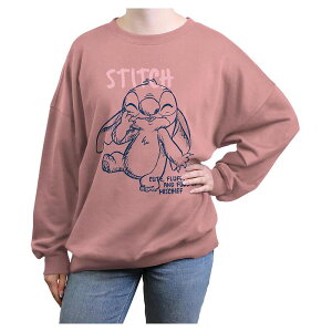 �f�B�Y�j�[ ���f�B�[�X �g�b�v�X T�V���c �O���t�B�b�N Disney's Lilo & Stitch Cute And Fluffy Stitch Juniors' Oversized Graphic Pullover Desert Pink �s���N