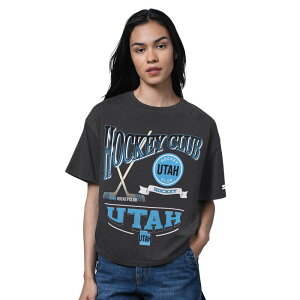 �X�^�[�^�[ ���f�B�[�X �g�b�v�X T�V���c Women'starter Heather Black Utahockey Club Oversized Hall ofame T-Shirt Utm Charco �u���b�N