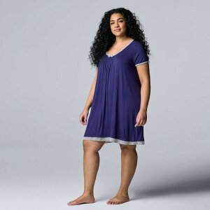 ���F���E�H�� ���f�B�[�X �A���_�[�E�F�A �i�C�g�E�F�A �v���X�T�C�Y �V���c Plusize Simply Vera Wang Basic Luxury Sleepshirt Navy �l�C�r�[
