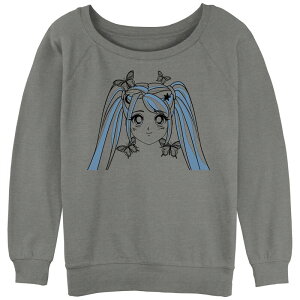 �A���u�����f�b�h ���f�B�[�X �g�b�v�X T�V���c �p�C�� Unbranded Juniors' Anime Girl With Butterflieslouchy Terry Pullover Gray Heather �O���[