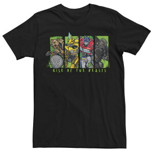 �A�j���L�����N�^�[ �����Y �g�b�v�X T�V���c �g�[�� �O���t�B�b�N Licensed Character Big & Tall Transformers Rise of the Beasts Autobots Panels Graphic Tee Black �u���b�N