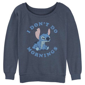 �f�B�Y�j�[ ���f�B�[�X �g�b�v�X T�V���c �p�C�� �O���t�B�b�N Disney Juniors' Lilo & Stitch I Don't Do Morningstitch Graphic Slouchy Terry Blue Heather �w�U�[