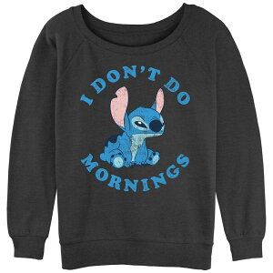 �f�B�Y�j�[ ���f�B�[�X �g�b�v�X T�V���c �p�C�� �O���t�B�b�N Disney Juniors' Lilo & Stitch I Don't Do Morningstitch Graphic Slouchy Terry Charcoal Heather �`���R�[��