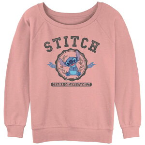 �f�B�Y�j�[ ���f�B�[�X �g�b�v�X T�V���c �p�C�� �O���t�B�b�N Disney Juniors' Lilo & Stitch Collegiate Stitch Graphic Slouchy Terry Desert Pink �s���N