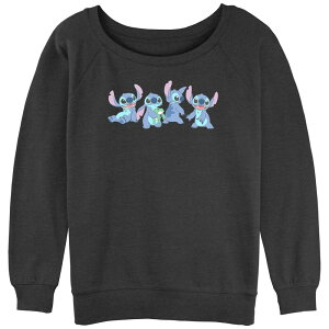 �y���������z �f�B�Y�j�[ ���f�B�[�X T�V���c �g�b�v�X Juniors' Lilo & Stitch Various Poses Stitch Graphic Slouchy Terry Charcoal Heather