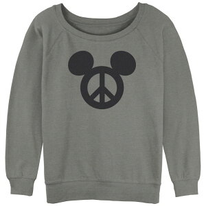 �f�B�Y�j�[ ���f�B�[�X �g�b�v�X T�V���c �p�C�� �O���t�B�b�N Disney Juniors' Mickey Mouse Peace Sign Graphic Slouchy Terry Gray Heather �O���[