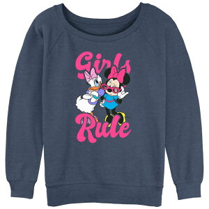 �f�B�Y�j�[ ���f�B�[�X �g�b�v�X T�V���c �p�C�� �O���t�B�b�N Disney Juniors' Minnie Mouse Andaisy Girls Rule Graphic Slouchy Terry Blue Heather �w�U�[