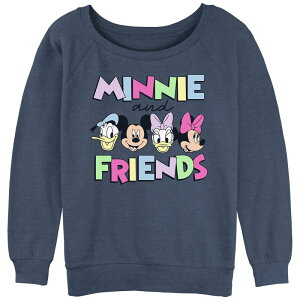 �f�B�Y�j�[ ���f�B�[�X �g�b�v�X T�V���c �p�C�� �O���t�B�b�N Disney Juniors' Minnie Mouse And Friends Graphic Slouchy Terry Blue Heather �w�U�[