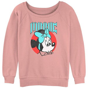 �f�B�Y�j�[ ���f�B�[�X �g�b�v�X T�V���c �p�C�� �O���t�B�b�N Disney Juniors' Minnie Mouse Curious Face Portrait Graphic Slouchy Terry Desert Pink �s���N
