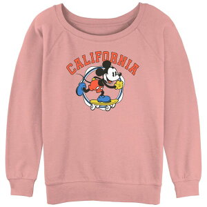 �f�B�Y�j�[ ���f�B�[�X �g�b�v�X T�V���c �p�C�� �O���t�B�b�N Disney Juniors' Mickey Mouse Skatingraphic Slouchy Terry Desert Pink �s���N