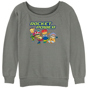 �A�j���L�����N�^�[ ���f�B�[�X �g�b�v�X T�V���c �p�C�� �O���t�B�b�N Licensed Character Juniors' Rocket Power Skate Gangraphic Slouchy Terry Gray Heather �O���[